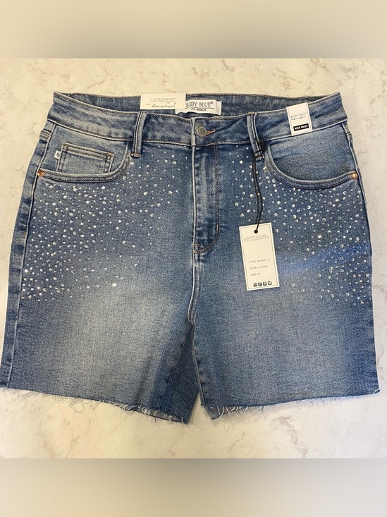 Judy Blue Pants - Judy Blue Light Blue High-Rise Denim Shorts with Rhinestones